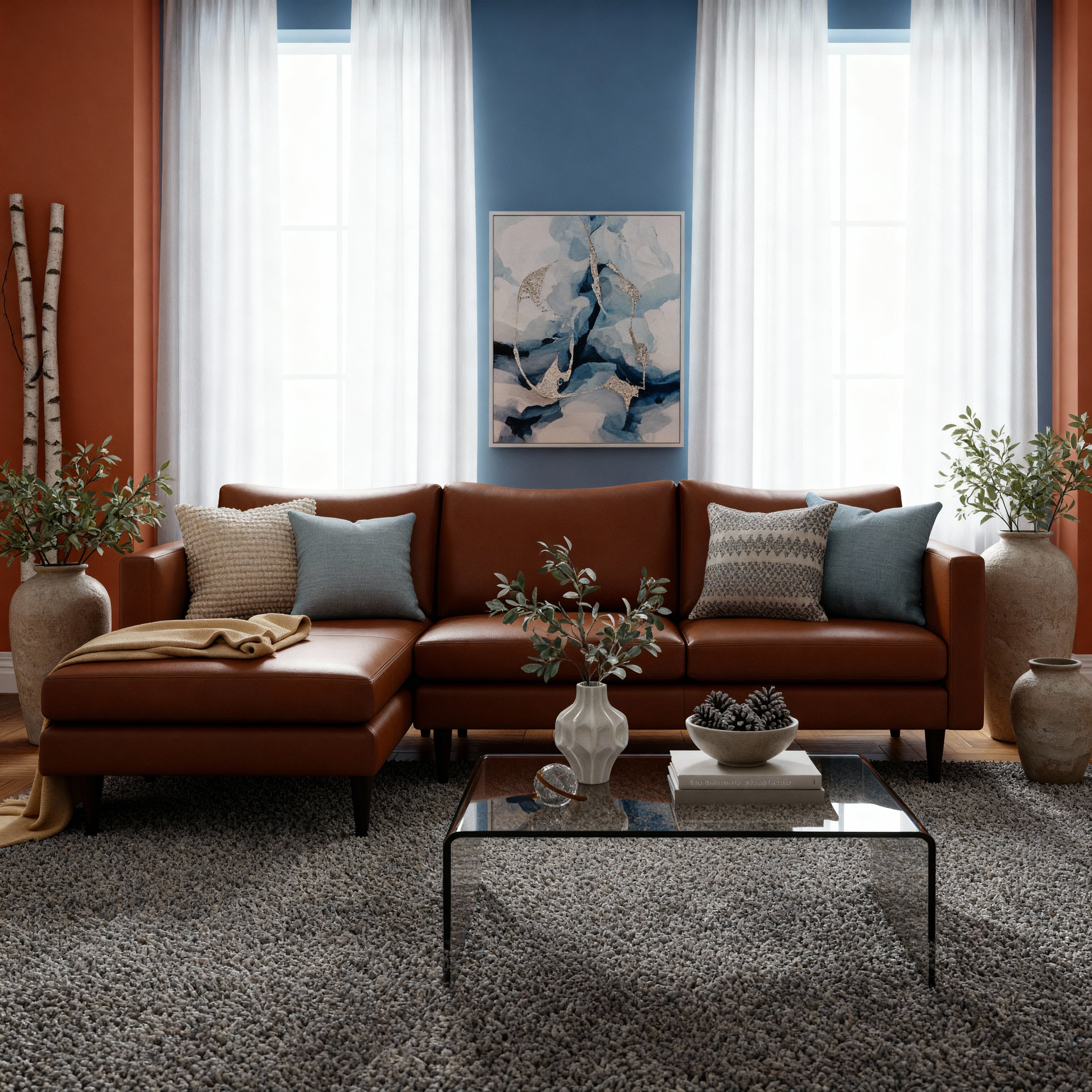 Maverick Leather Left Chaise Sectional