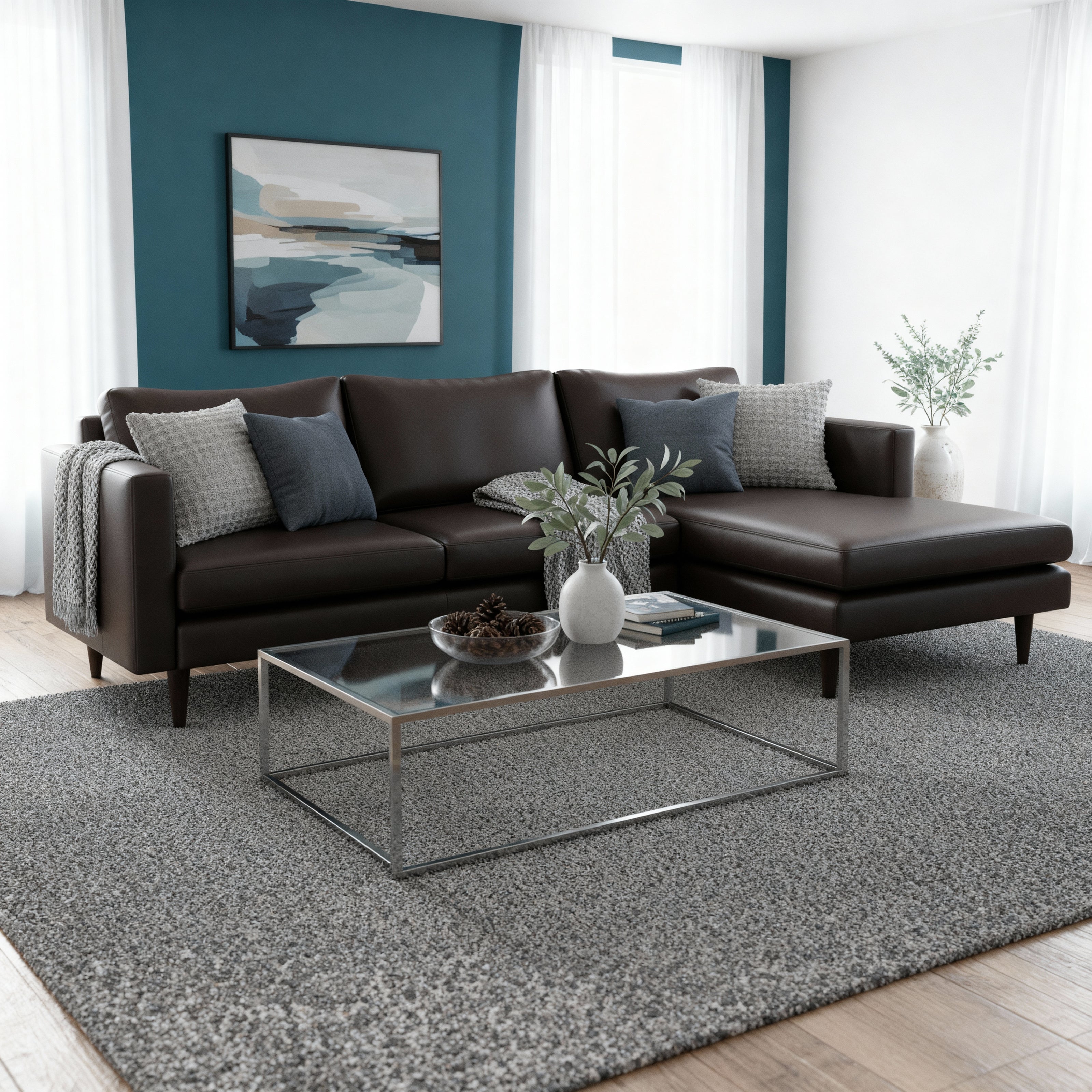 Maverick Leather Right Chaise Sectional