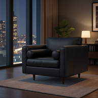 Maverick Leather Arm Chair-Fabric Sectional-Tribeca Black Leather-MAK Modern