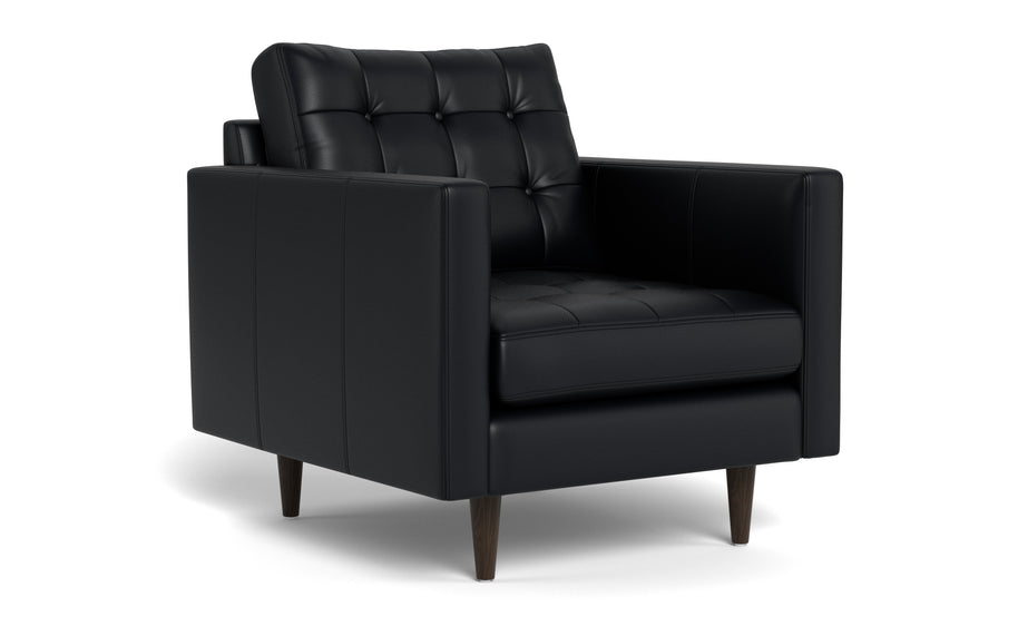 Oakley Leather Arm Chair-Fabric Sectional-Tribeca Black Leather-MAK Modern