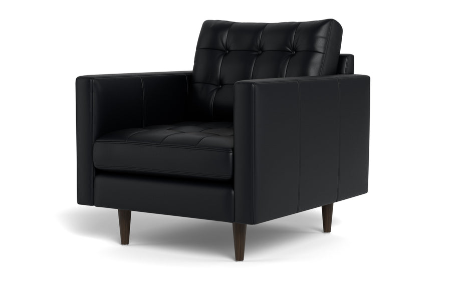 Oakley Leather Arm Chair-Fabric Sectional-Tribeca Black Leather-MAK Modern