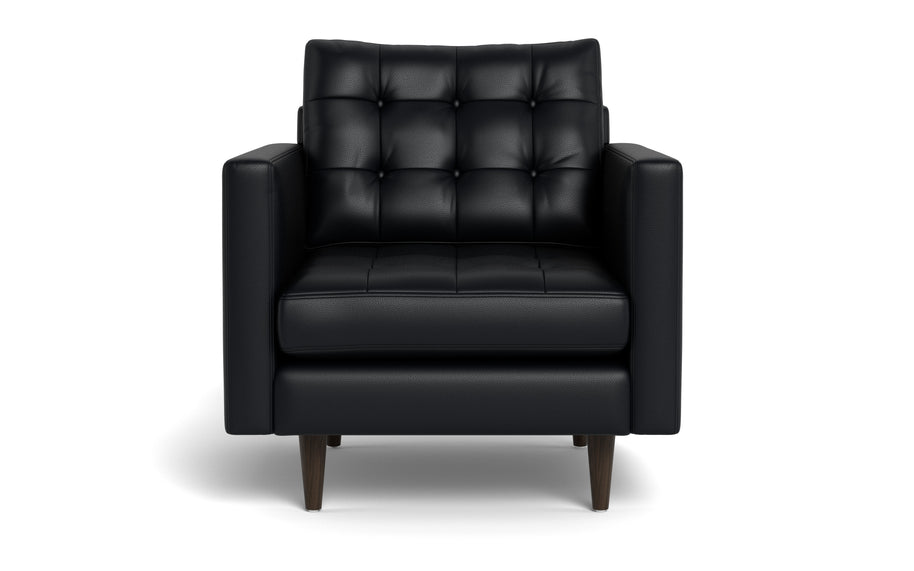 Oakley Leather Arm Chair-Fabric Sectional-Tribeca Black Leather-MAK Modern