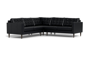 Oakley Leather Corner Sectional-Fabric Sectional-Tribeca Black Leather-MAK Modern