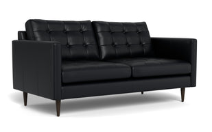 Oakley Leather Loveseat-Fabric Sectional-Tribeca Black Leather-MAK Modern