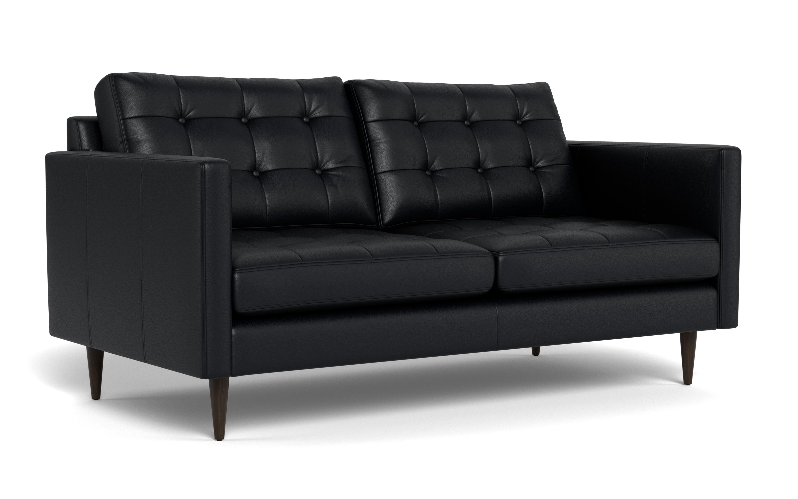 Oakley Leather Loveseat-Fabric Sectional-Tribeca Black Leather-MAK Modern