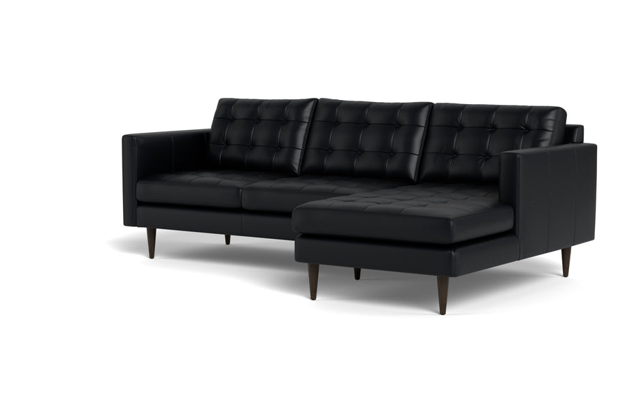 Oakley Leather Right Chaise Sectional-Fabric Sectional-Tribeca Black Leather-MAK Modern