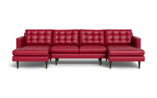 Oakley Leather U Sectional-Fabric Sectional-Tribeca Scarlet-MAK Modern