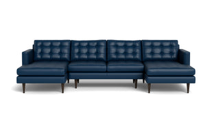 Oakley Leather U Sectional-Fabric Sectional-Tribeca Cobalt-MAK Modern