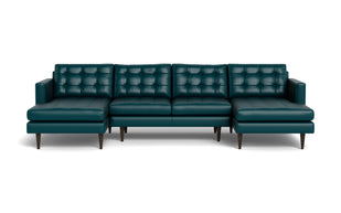 Oakley Leather U Sectional-Fabric Sectional-Tribeca Lagoon-MAK Modern