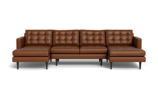 Oakley Leather U Sectional-Fabric Sectional-Tribeca Chestnut Leather-MAK Modern