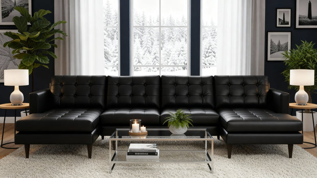 Oakley Leather Double Chaise Sectional