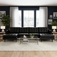 Oakley Leather Double Chaise Sectional