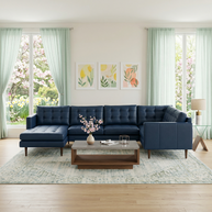 Oakley Leather Corner Sectional With Left Chaise