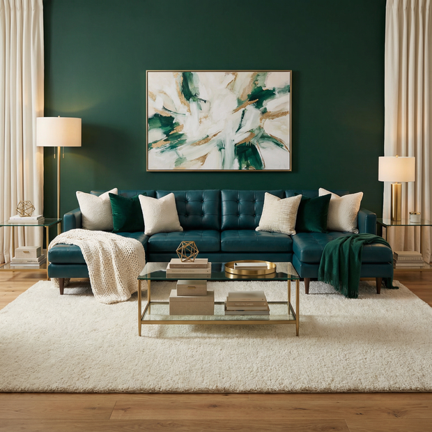 Oakley Leather Double Chaise Sectional