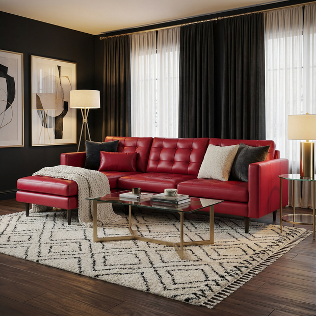 Oakley Leather Left Chaise Sectional