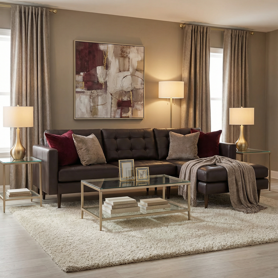 Oakley Leather Right Chaise Sectional