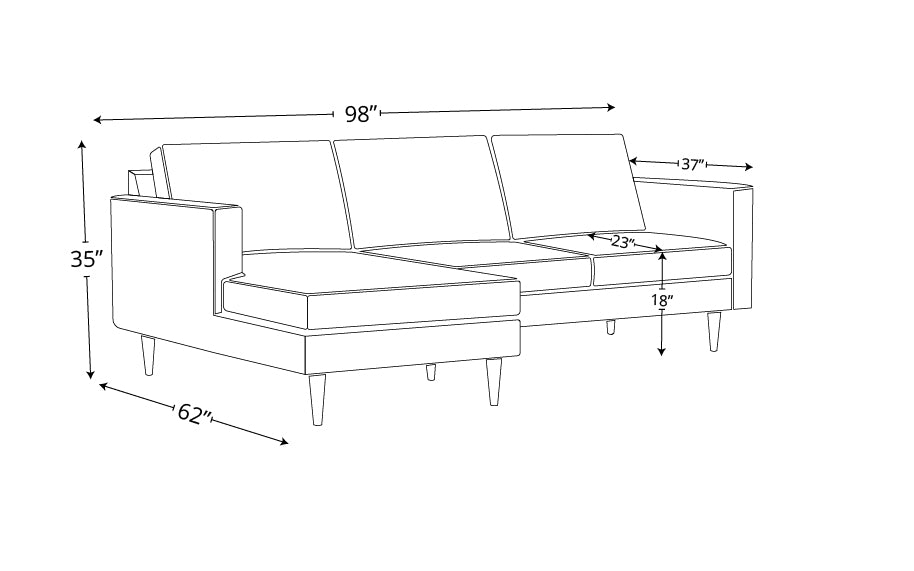 Oakley Leather Left Chaise Sectional