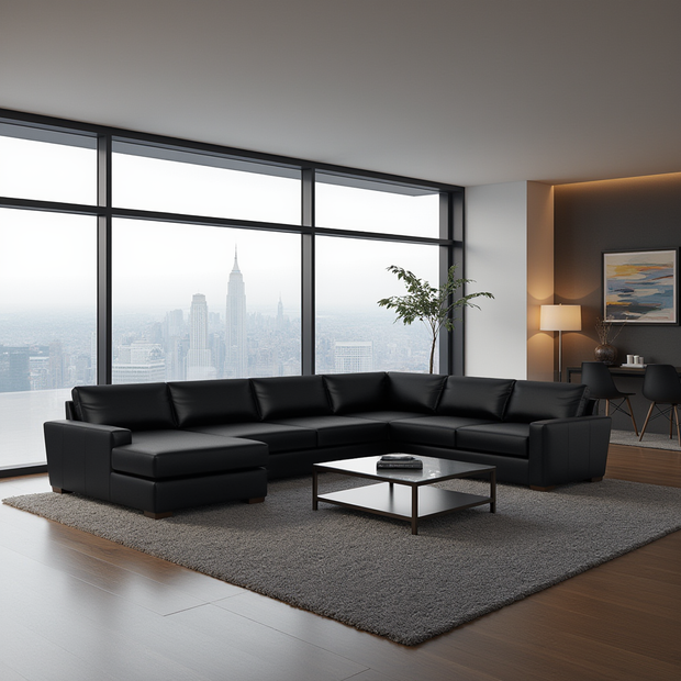 King Kai  Leather Corner Sectional with Left Chaise